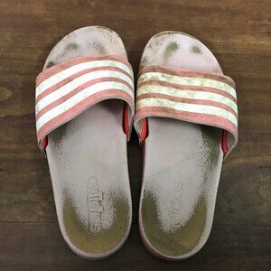 Women's Well Worn Pink Adidas Slides Sandals